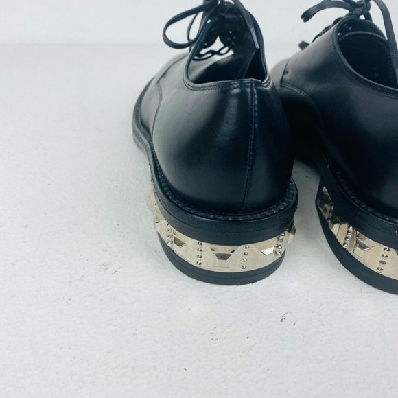 Miu Miu Black Smooth Leather Studded Chunky Classic Formal Lace Up Shoes UK 2.5 - Picture 9 of 12